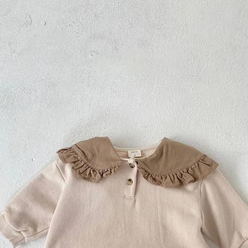 Spring Autumn Newborn Clothes New Ins Boy Girl Infant Simple Casual Loose Long Sleeve Bodysuit Baby Cotton Fashion Solid Onesie