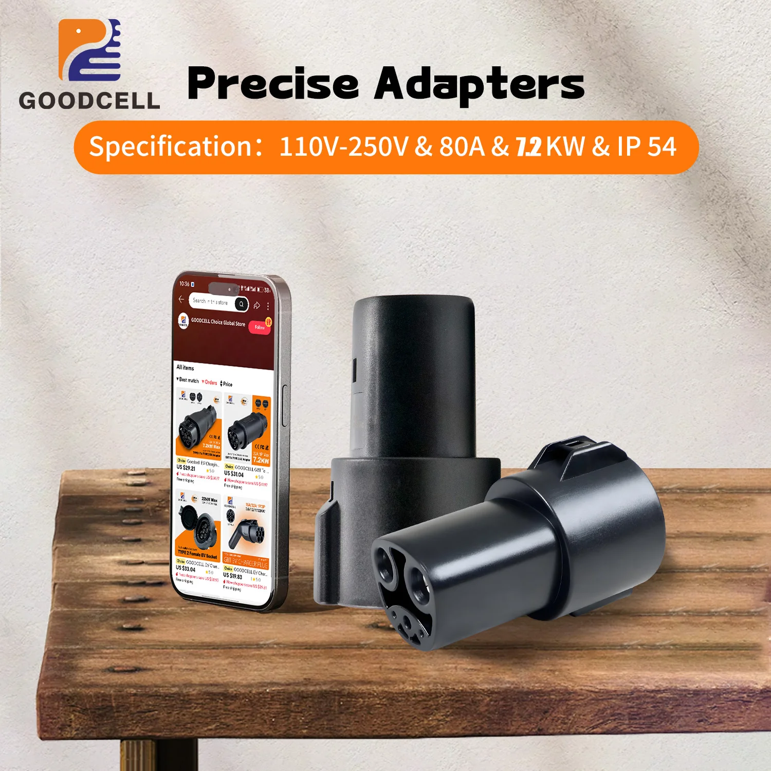 

Адаптер GOODCELL Type1 к Tesla 32 А, 7,2 кВт, быстрая зарядка 110–250 В для Tesla Model 3/Y/S/X, разъем зарядного устройства для электромобилей