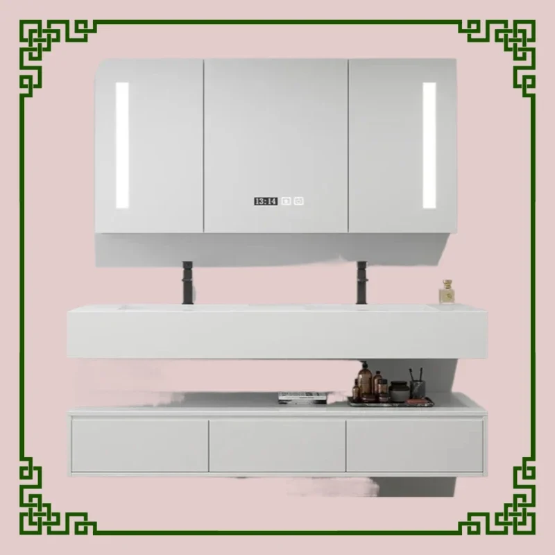 TAO Premium Bathroom Furniture Modern Washbasin Hotel Countertop Multilayer Waterproof Solid Wood Slate Ceramic Smart Mirror Cab