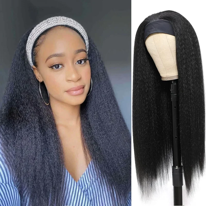 

Wig Synthetic Long Straight Hair Headband Wigs Bangs Natural Ice Silk Hairband