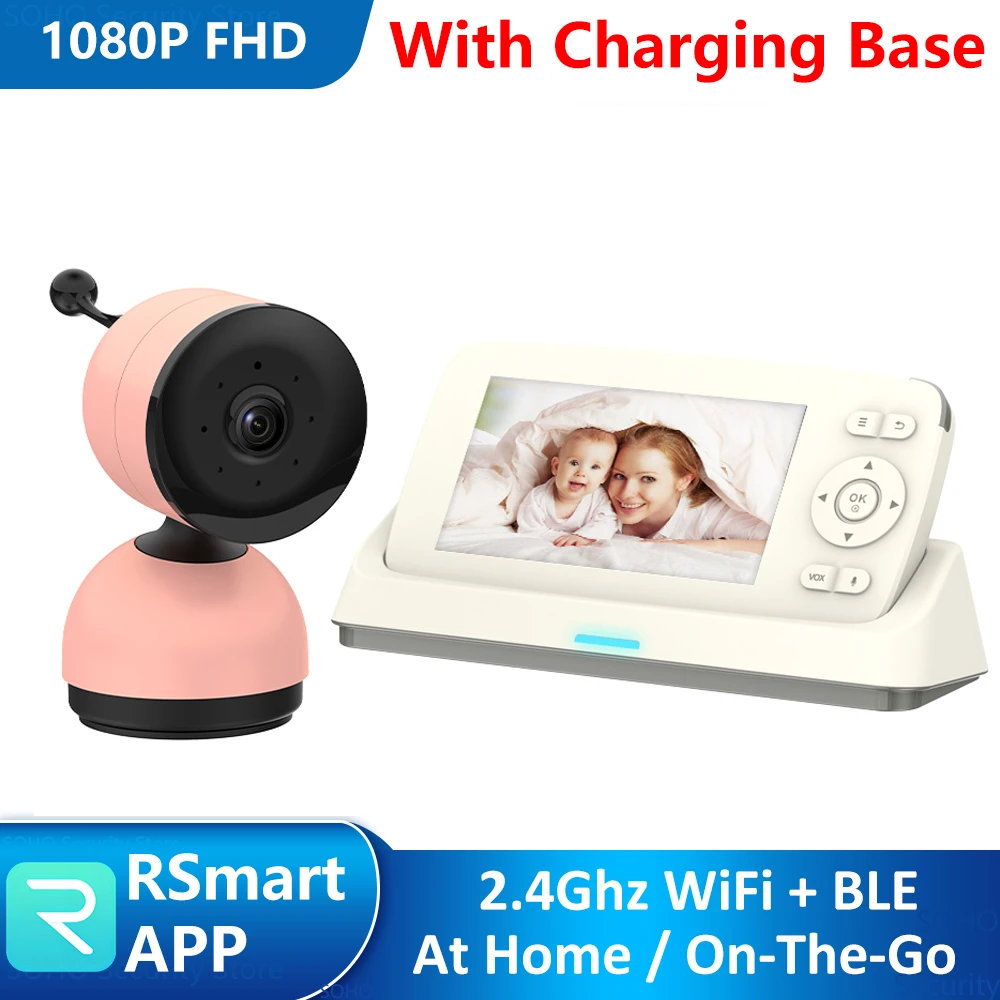 

5-inch 720P Display Smart WiFi Newborn Baby Monitor 1080P PTZ 2-Way Talk Night Vision Lullaby Child Camera with Charging Station