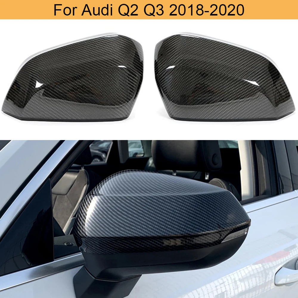 Car Rear View Mirror Covers Caps for Audi Q2 Q3 2018 - 2020 Side Rearview Mirror Covers Caps Shell Case Replacement Carbon Fiber