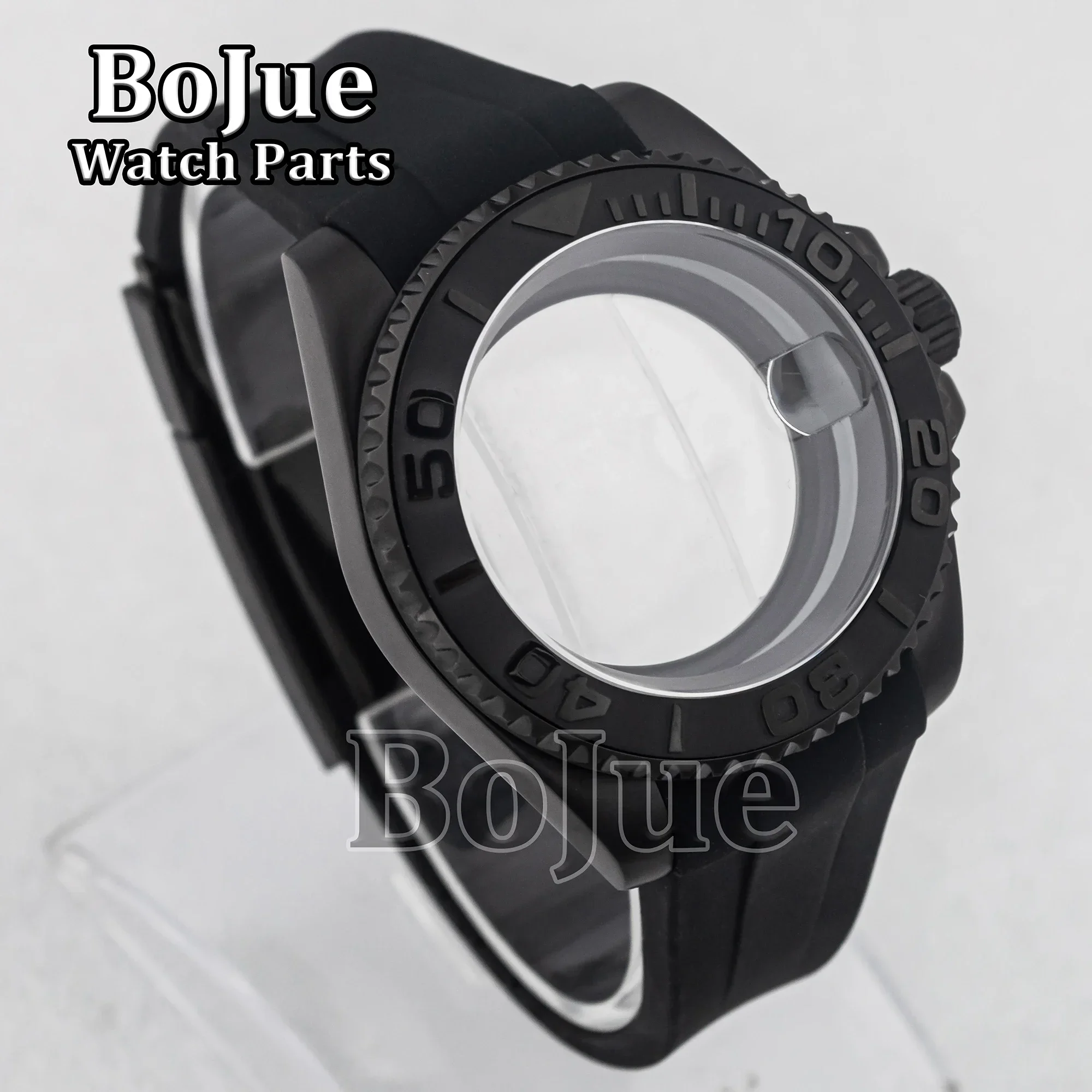 40 مللي متر ساعة رجالية حافظة ساعة بحزام مطاطي سوار معصمه الياقوت الزجاج ل Seiko Nh34 Nh35 Nh36 حركة الطلب وزارة الدفاع يخت ماستر