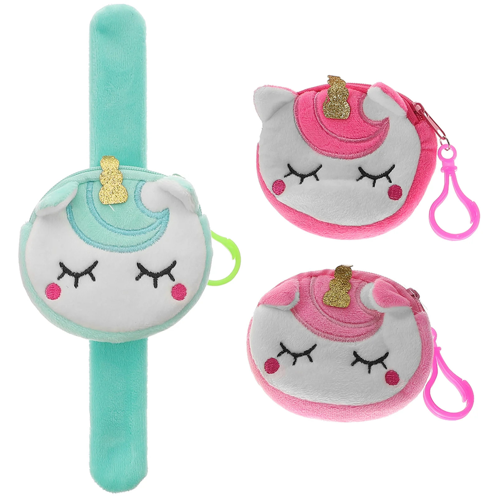 

3 Pcs Unicorn Coin Purse Change Bag Girls Slap Bracelets Boys Storage Party Favors