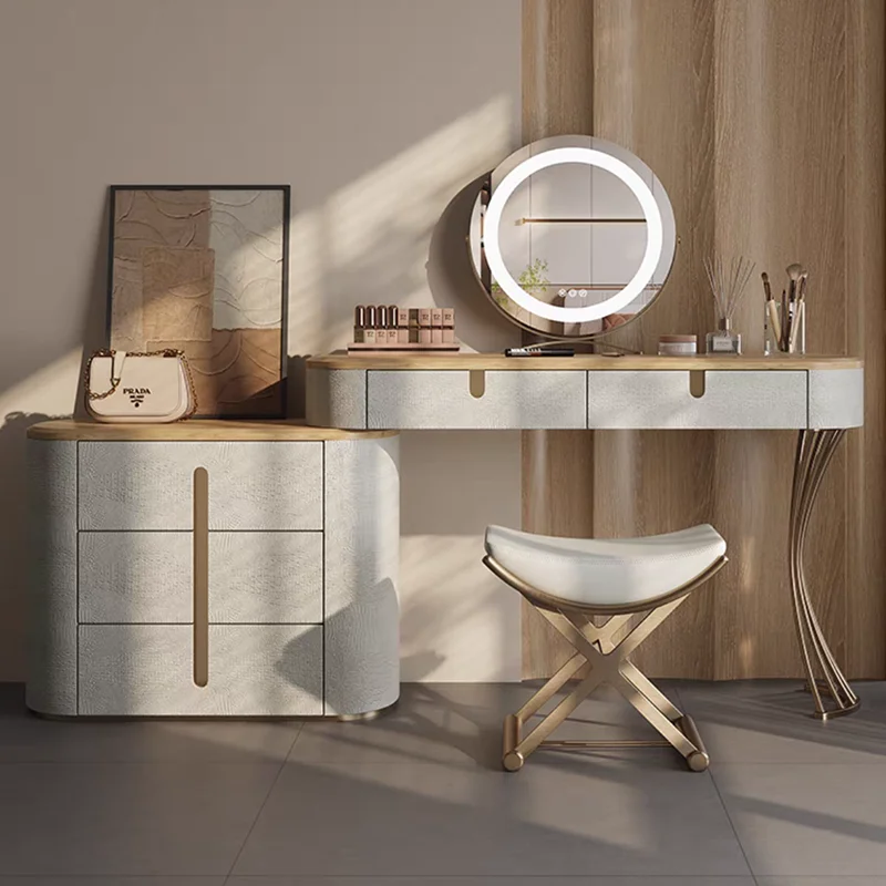 Mirrors Dressing Table Vanity Nightstands Make Up Luxury Dressers Dressing Room Drawers Bedside Mesita De Noche Furniture