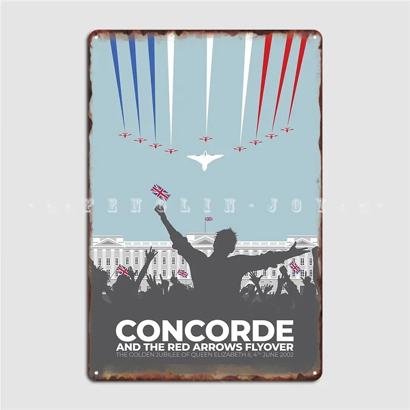 Concorde And The Red Arrows Flyover The Golden Jubilee Of Queen Elizabeth Metal Sign Cinema Garage Poster Tin Sign Poster