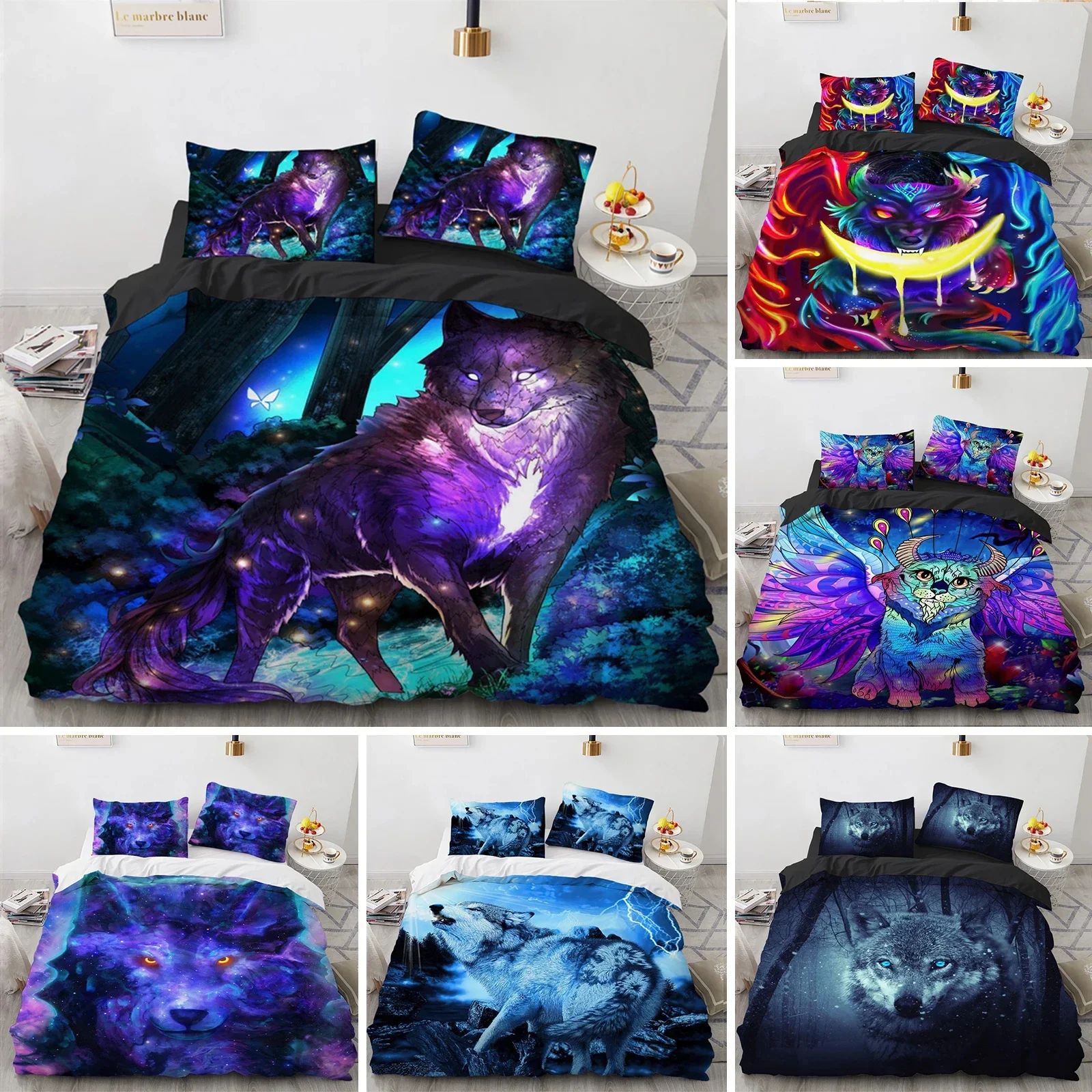 Wolf Duvet Cover Microfiber Exotic Animal Bedding Set Wild Animals Comforter Cover Full King Queen For Teen Adult Bedroom Decor