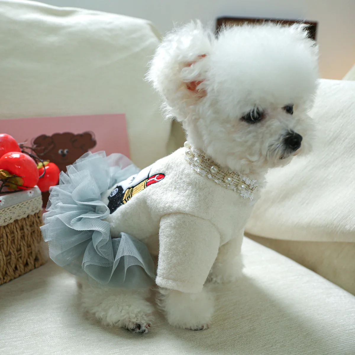 

Internet celebrity hot pet clothing, dog and cat clothing, autumn and winter warm little fragrant skirt