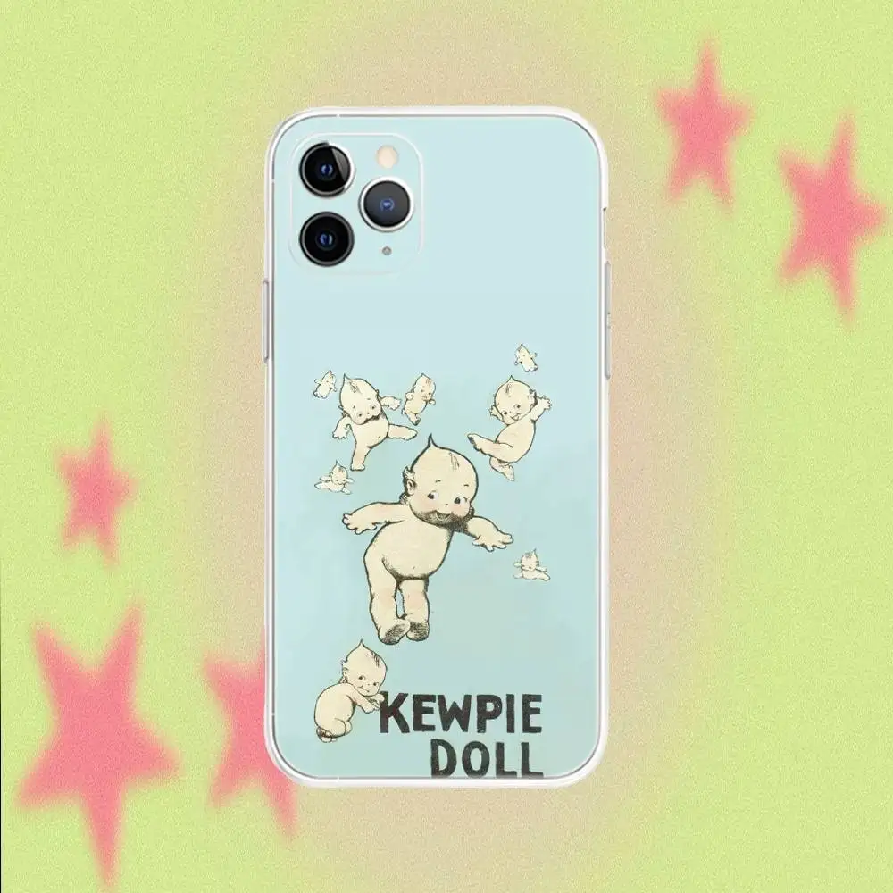 حافظة هاتف Kewpie Cute Angel لهاتف iPhone 17,16,15,14,13,12,11 Pro,Max,Plus,Air,X,XS,XR,SE,Mini شفافة ناعمة