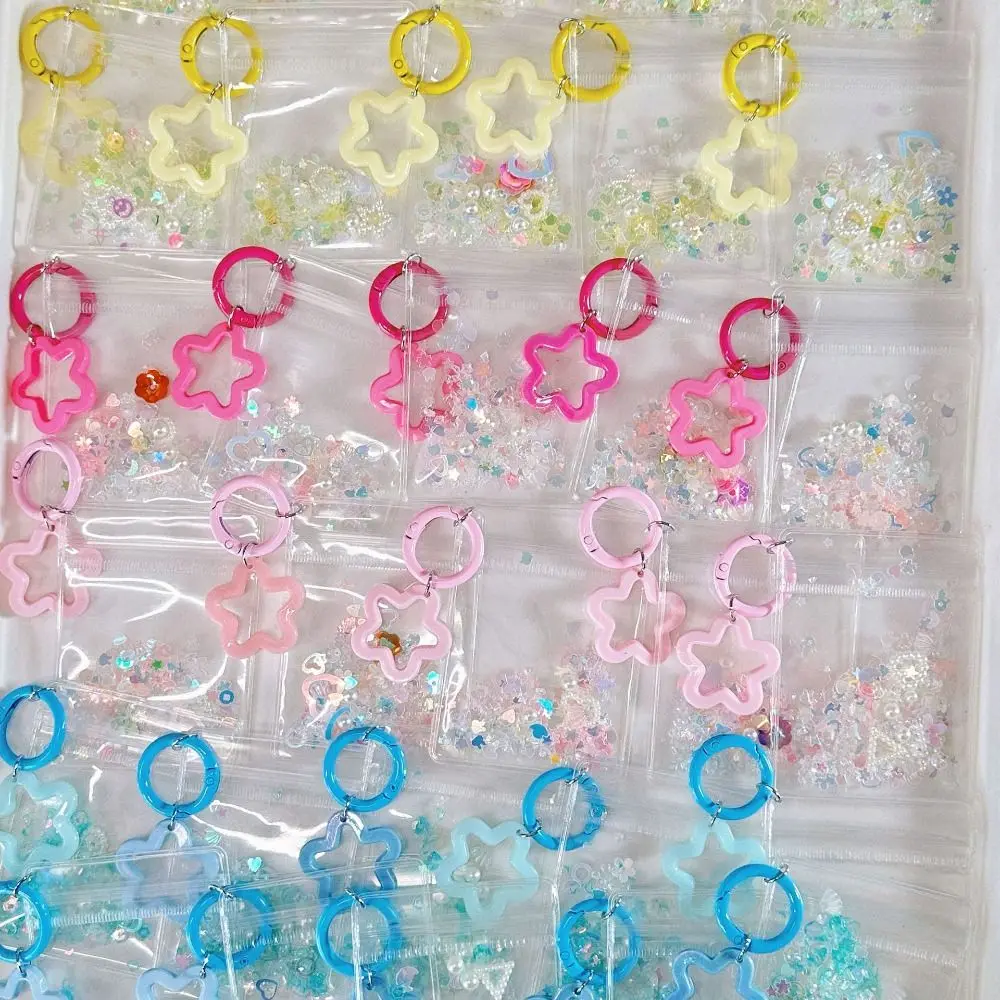 

Waterproof Cartoon Shake Glitter Bag Transparent Five-pointed Star Cartoon Doll Storage Bag with Keychain Beads