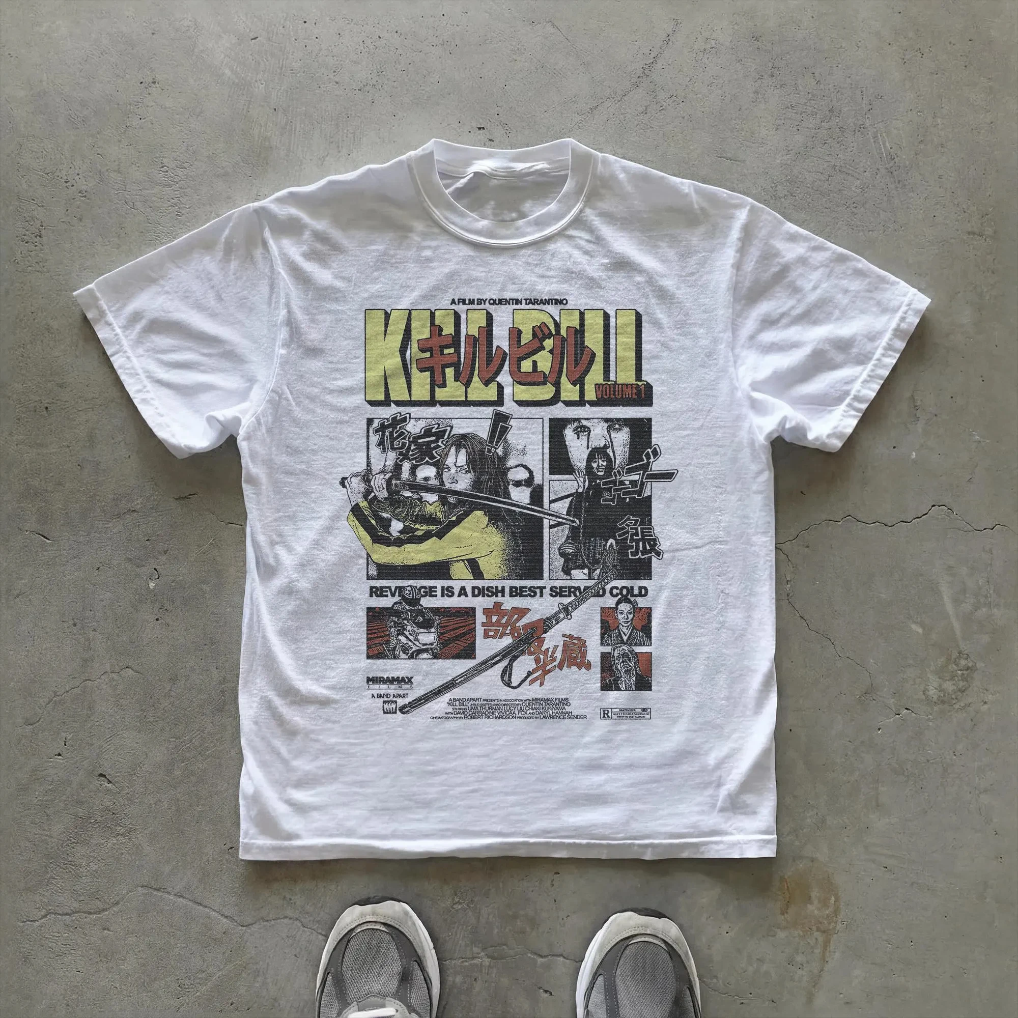Camiseta de Verano para Hombre, 100% Algodón, Estilo Vintage, Diseño Gráfico Japonés Kill Bill, Holgada, Transpirable, Ideal para Uso Diario