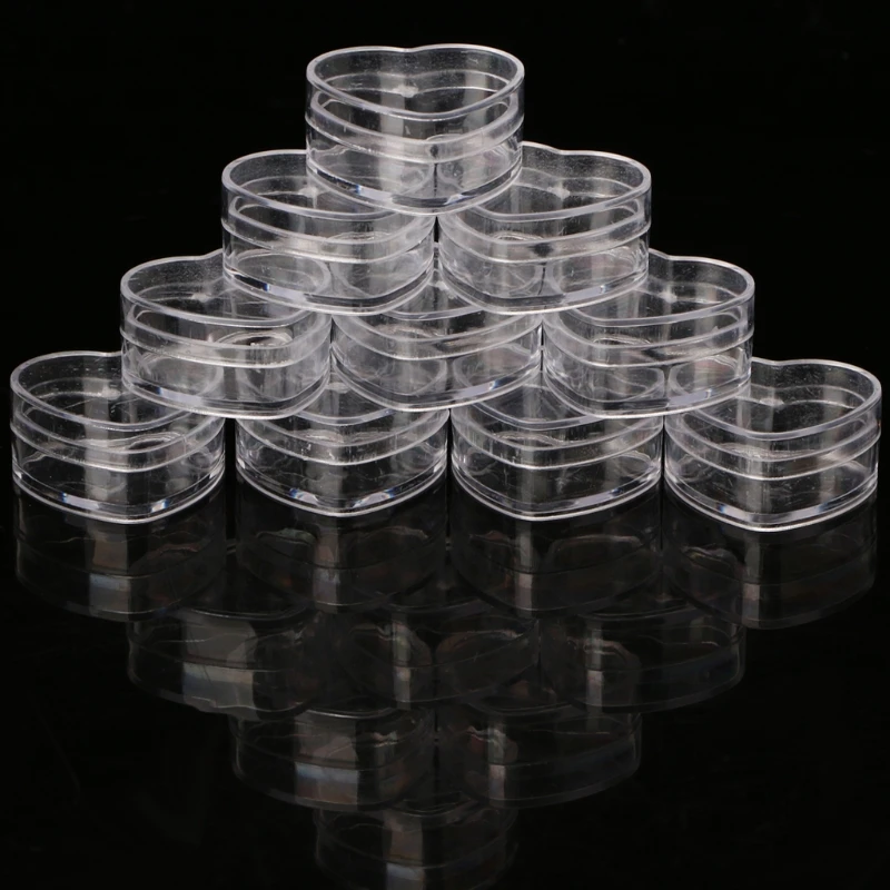 10 шт. пластиковая коробка для крема в форме сердца, косметика для чехла, прозрачный макияж, дропшиппинг