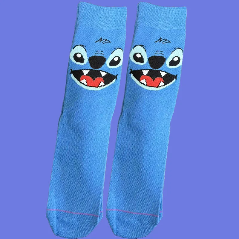 스티치 만화 귀여운 니트 종아리 중간 양말 유니섹스 1/9쌍