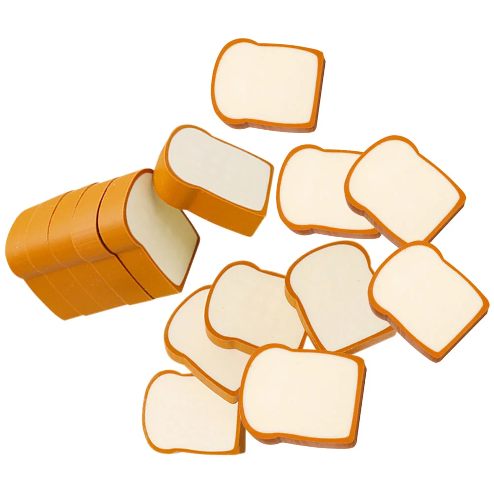 16 Pcs Toast Bread Shaped Eraser Breads Erasers Pencil Adorable Cartoon Model Portable Modeling Decorative Food