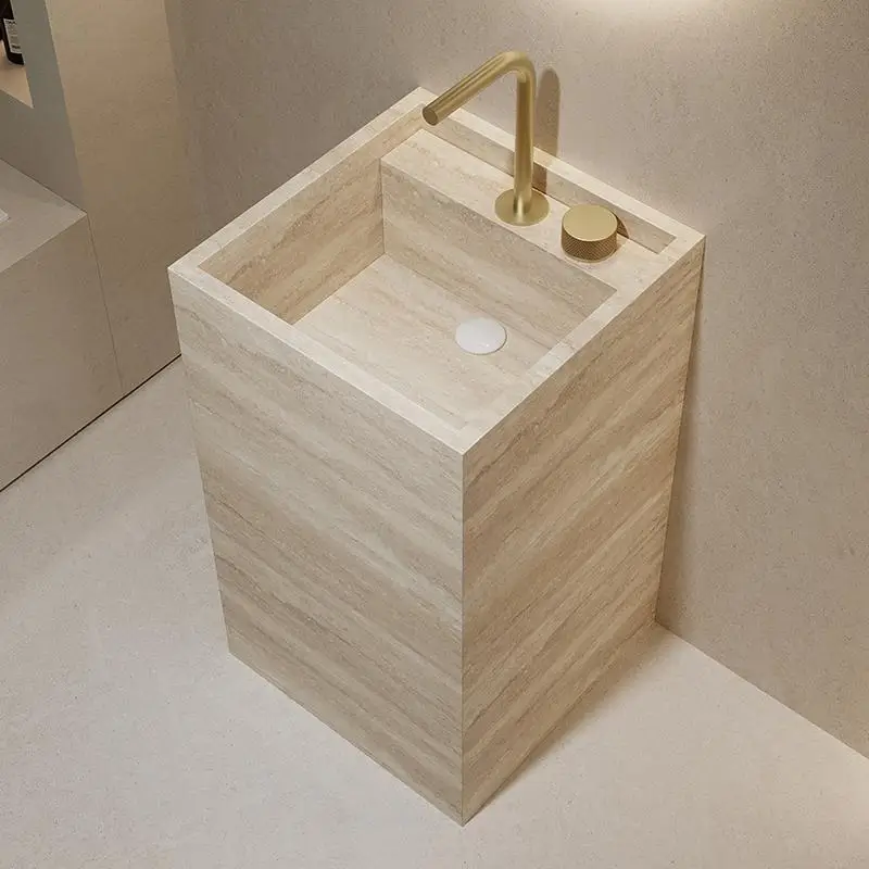 

Hotel villa rock slab column basin outdoor courtyard wash basin integrated floor type