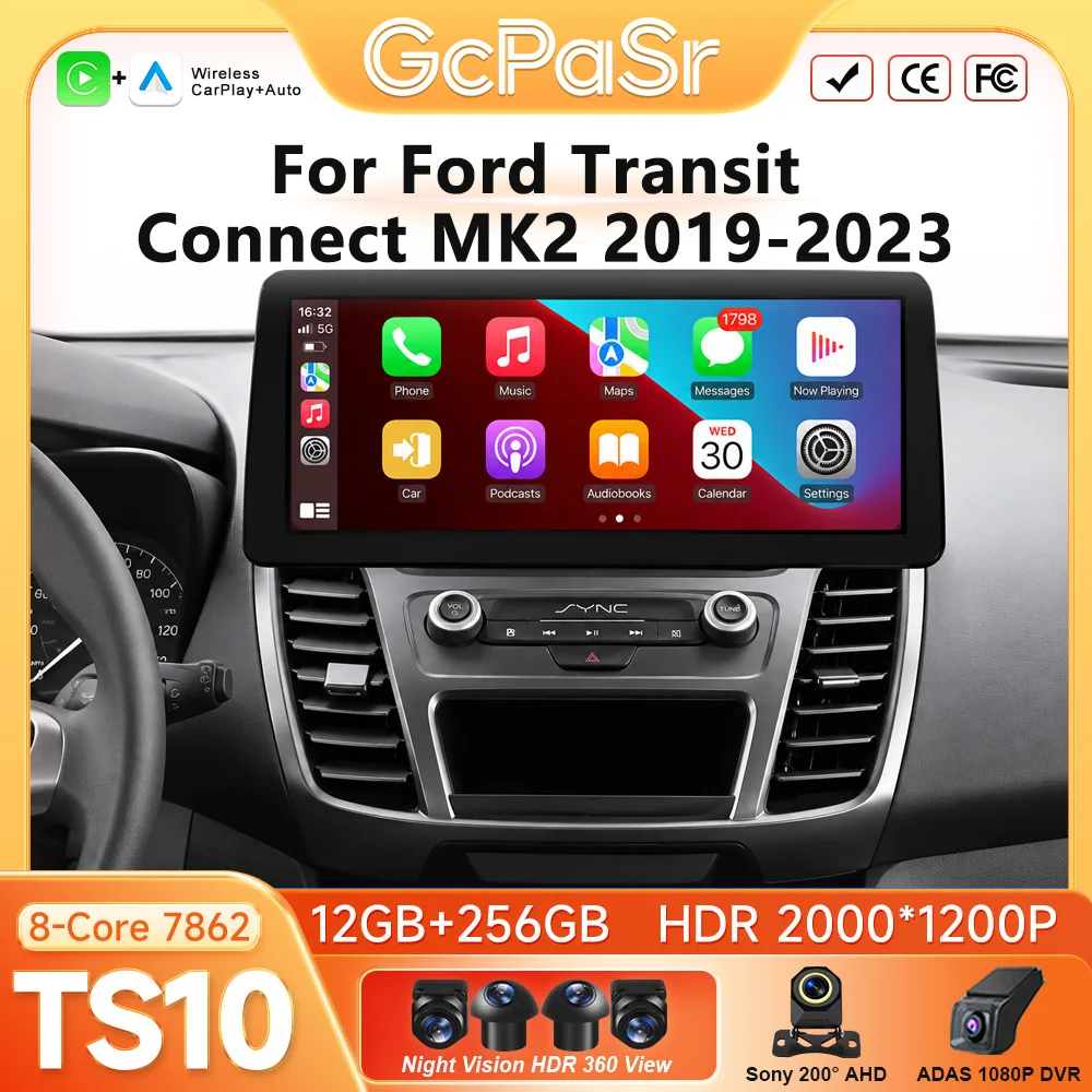 Carplay Android Auto For Ford Transit Connect MK2 2019-2023 5G Wifi GPS Navigation Car Radio GPS Car Intelligent Systems BT DVD