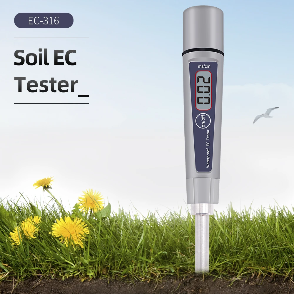 EC-316 Soil EC Tester Digital Tester 0-4.00 mS/cm LCD for Aquarium Swimming Pool laboratory Soil Hydroponics Plant 60%OFF