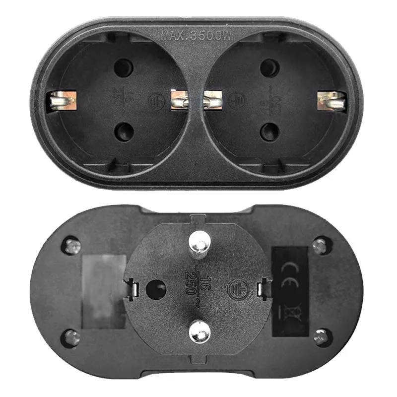 Europejskie gniazdo ścienne 1 do 2-drożne EU Schuko Adapter wtyczki Korea Rosja Przedłużenie gniazda zasilania Gniazdo konwertera 3500W 16A 250V