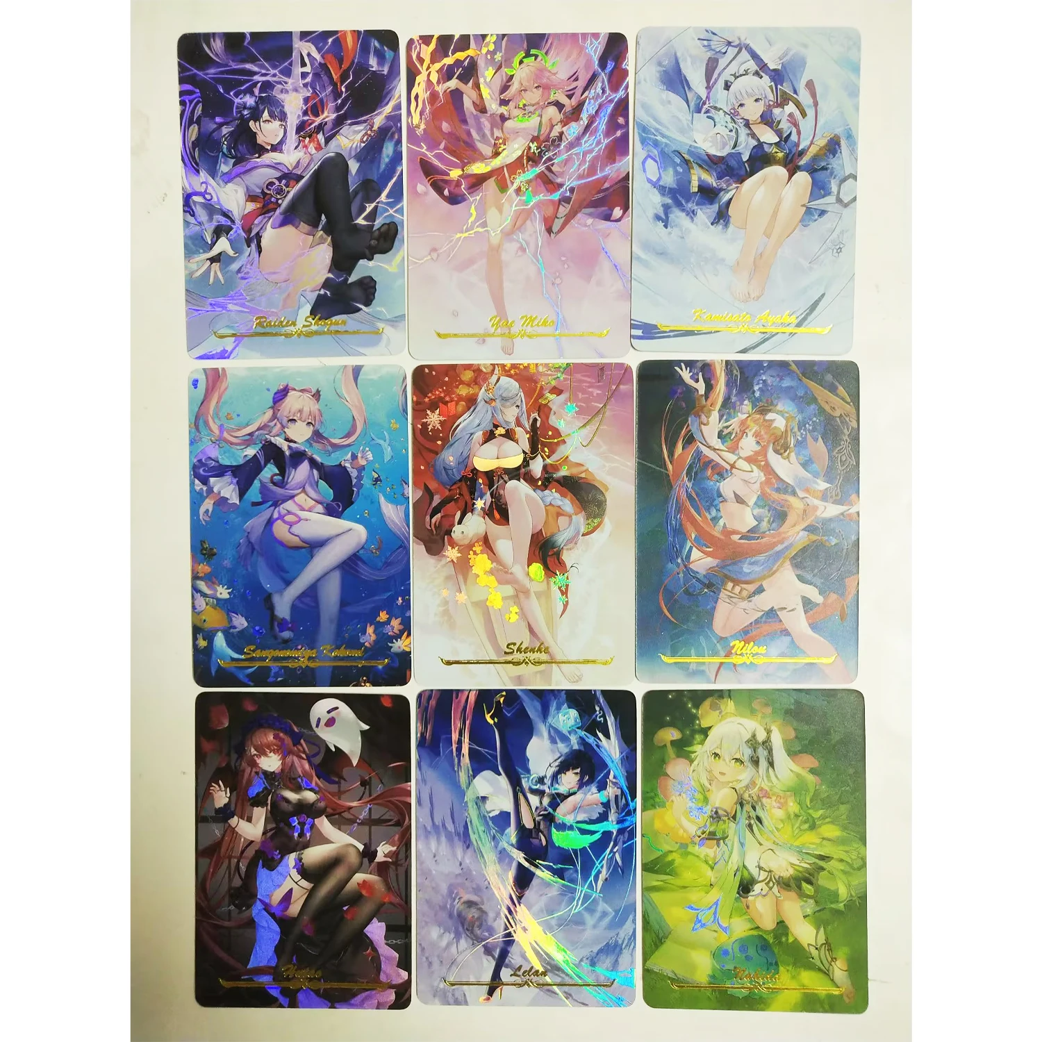 

9Pcs/set Genshin Featured Flash Cards Beelzebul Yae Miko Kamisato Ayaka Shenhe Classic Game Anime Collection Cards Gift Toys