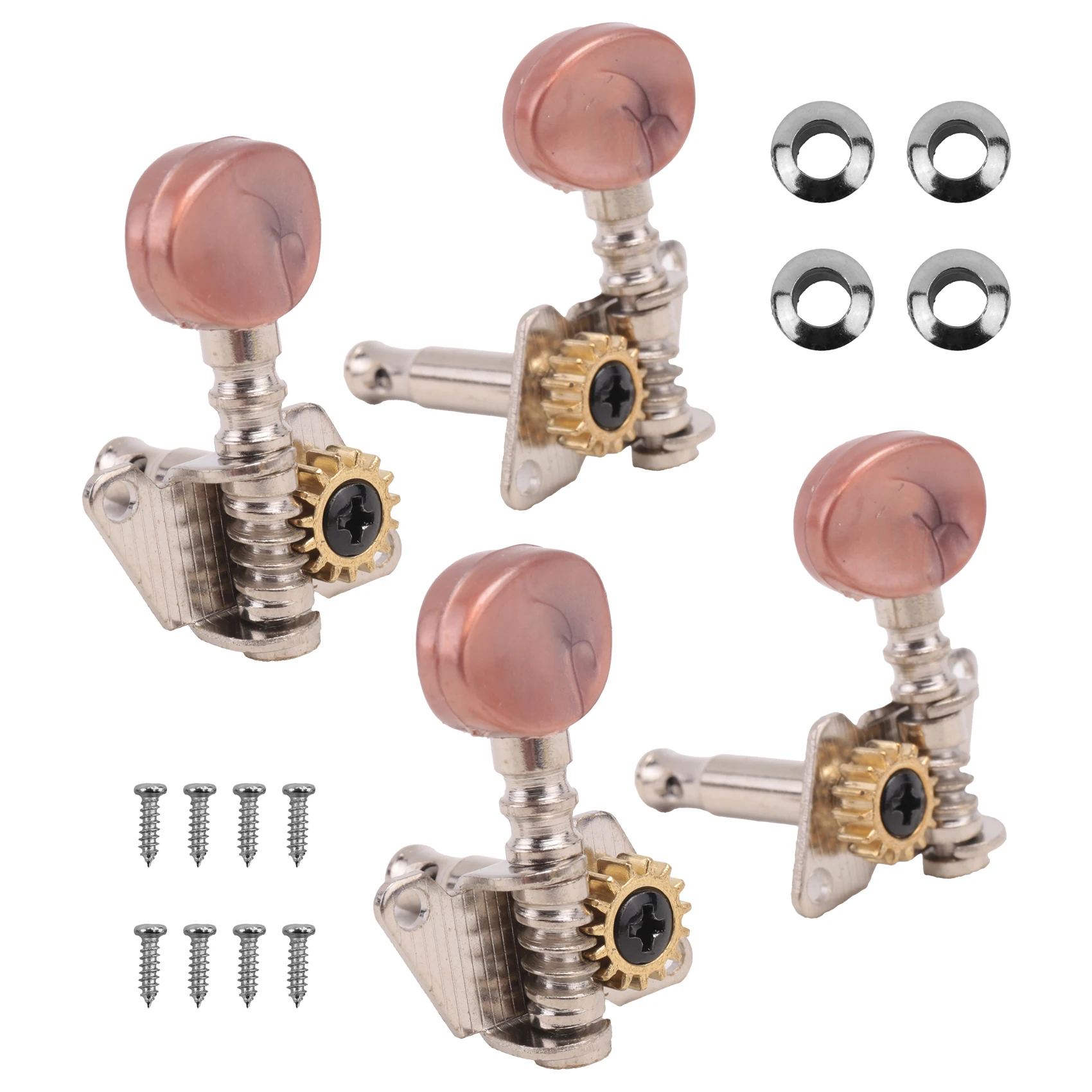 2R2L Metal Ukulele Locking String Tuner Guitar Tuning Peg Machine Head With Brown Head Pegs For Ukulele Guitar Part-AC17