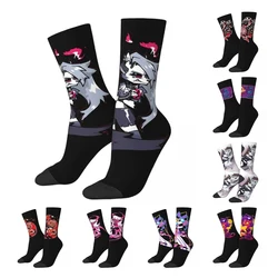 Casual Loona Bad Mood Soccer Socks Helluva Boss Anime Polyester Crew Socks for Unisex Sweat Absorbing