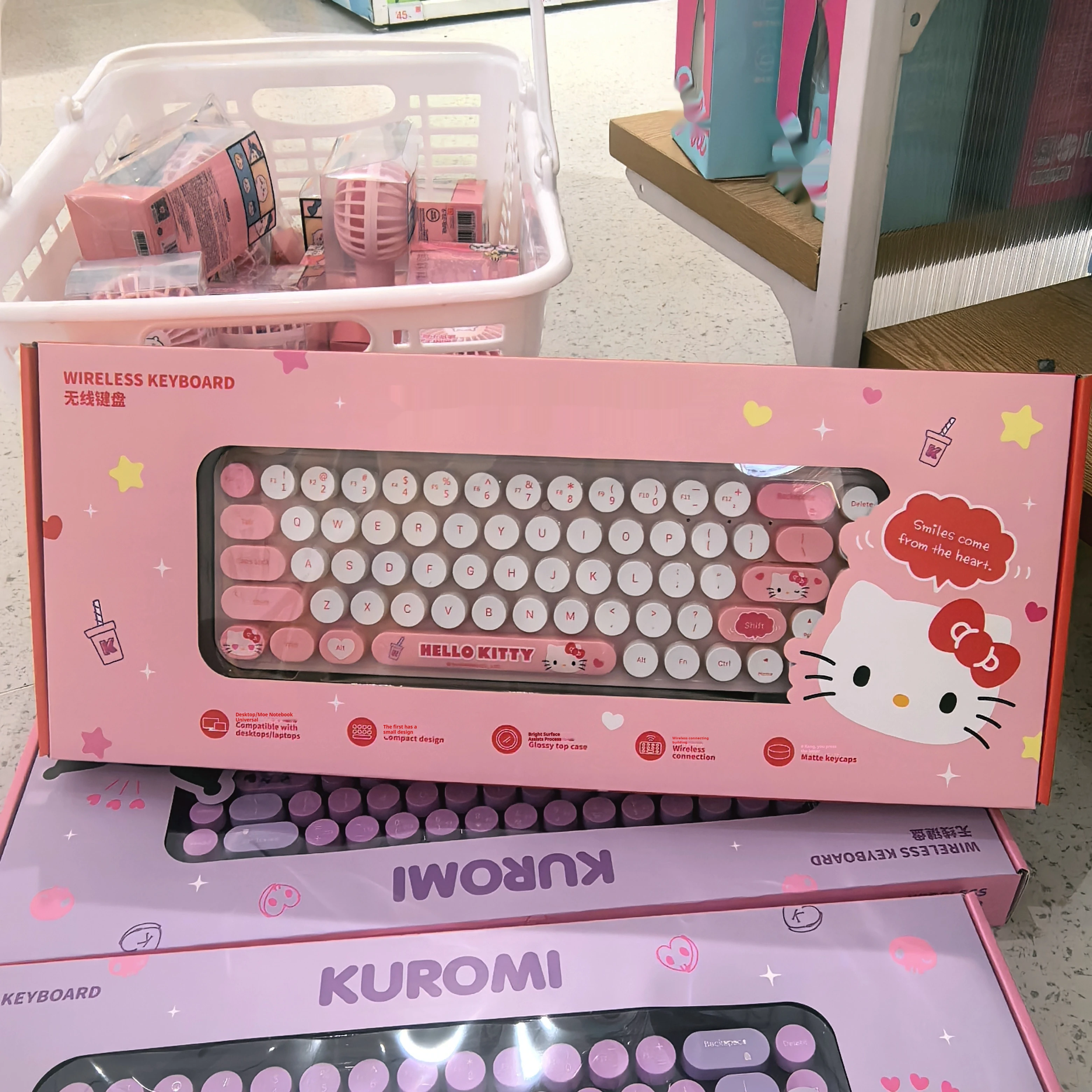 

Wireless Keyboard Anime Figures Stitch Kuromi Themed Bluetooth Keyboard Cute Kitty Cat Characters Girls Birthday Gifts Kids Toys