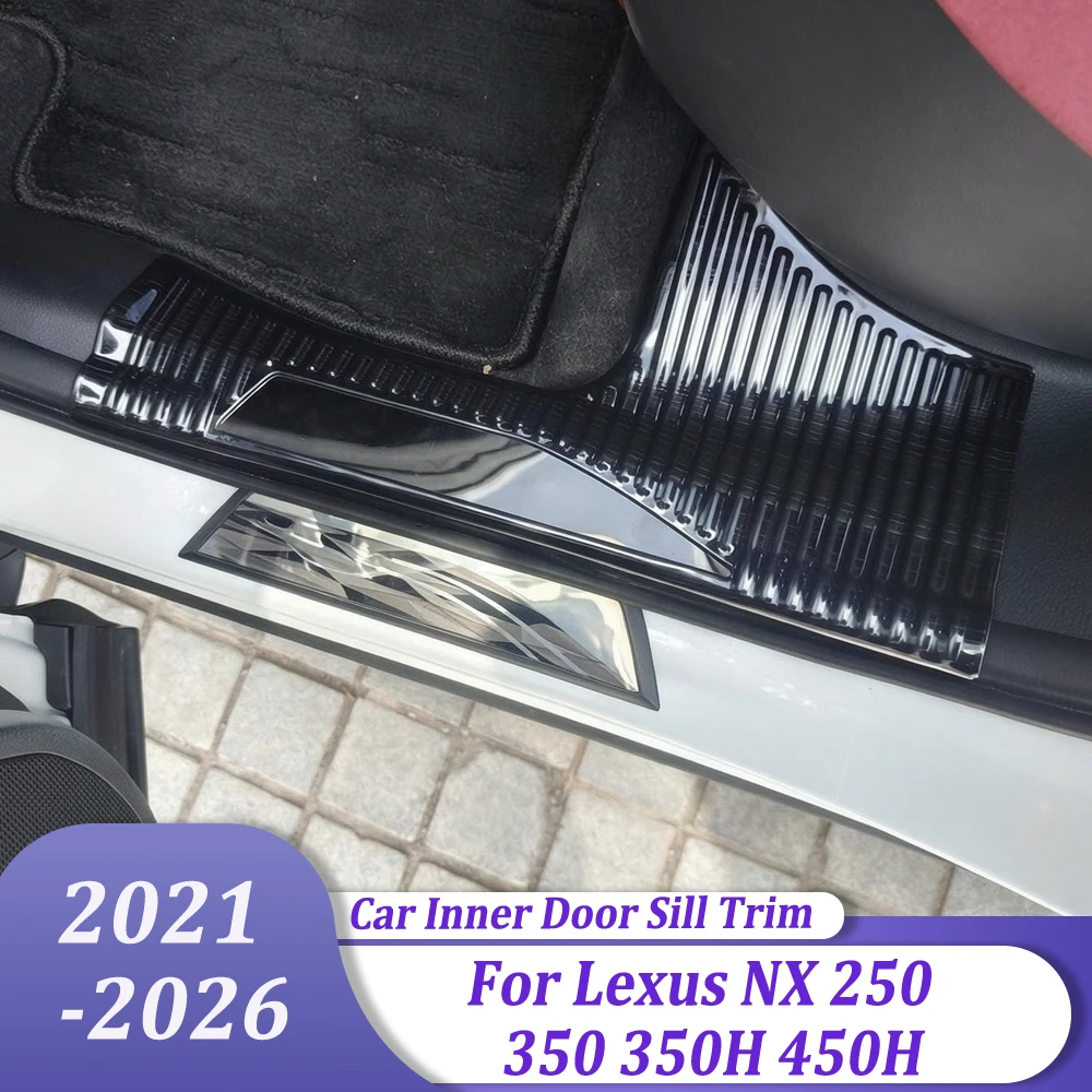 Car Accessories Inner Door Sill Protector Cover Fuel Door Sills Scuff Plates Sticker For Lexus NX 250 350 350H 450H 2021-2026