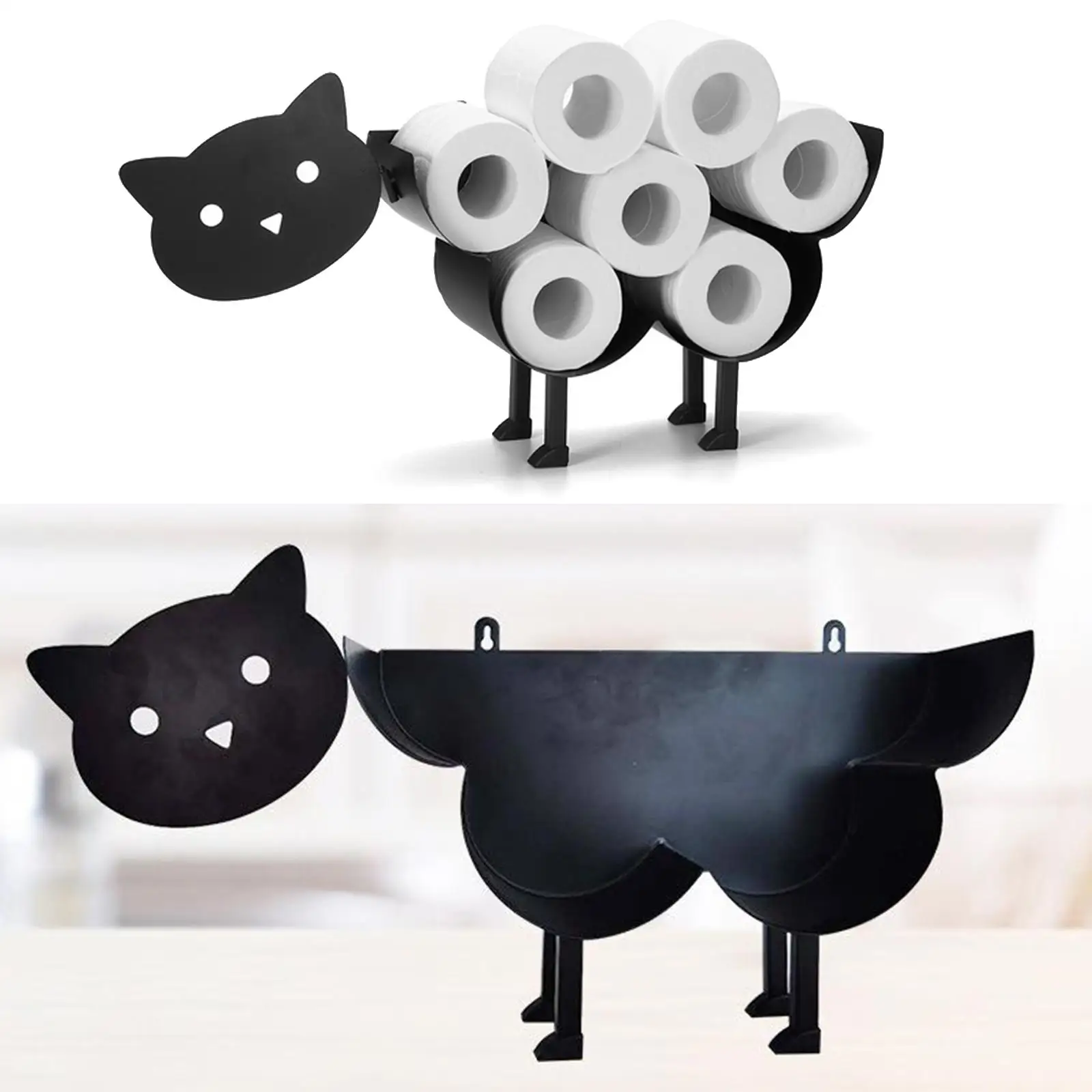 Black Animal Shape Toilet Roll Holder Paper Rack Roll Paper Towel Holder Stand Bathroom Home Storage Freestanding Ornaments