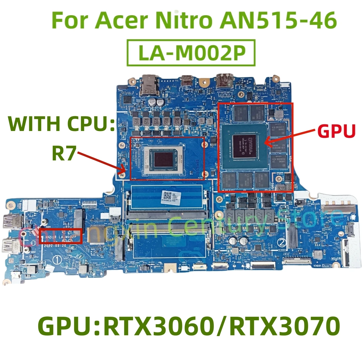 

Материнская плата LA-M002P для ноутбука Acer Nitro AN515-46 с процессором: R7-6800H, графический процессор: RTX3070TI 8G/RTX3060 6G, 100% тест в порядке