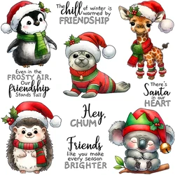Mangocraft Cute Little Animals In Christmas Cutting Dies Clear Stamp DIY Scrapbooking Metal Dies Silicone Stamp For Cards Albums