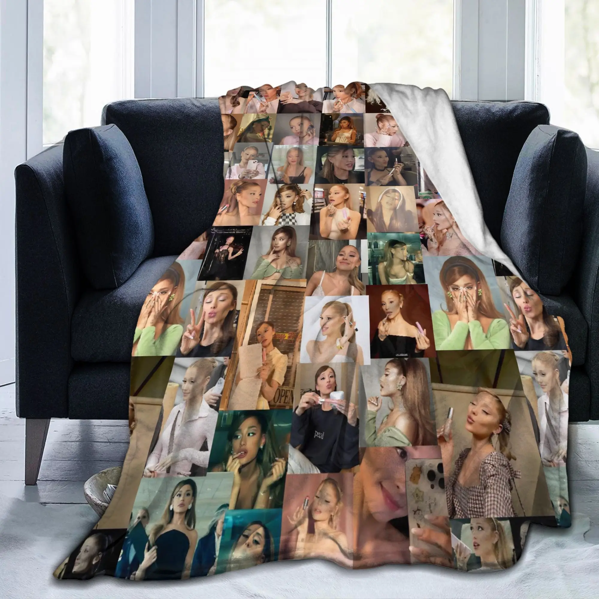 Arianas Pop Singer Grandes Novelty Blanket Cover Flannel Sunshine Warm Throw Blanket for Bedding Gift Multi-function