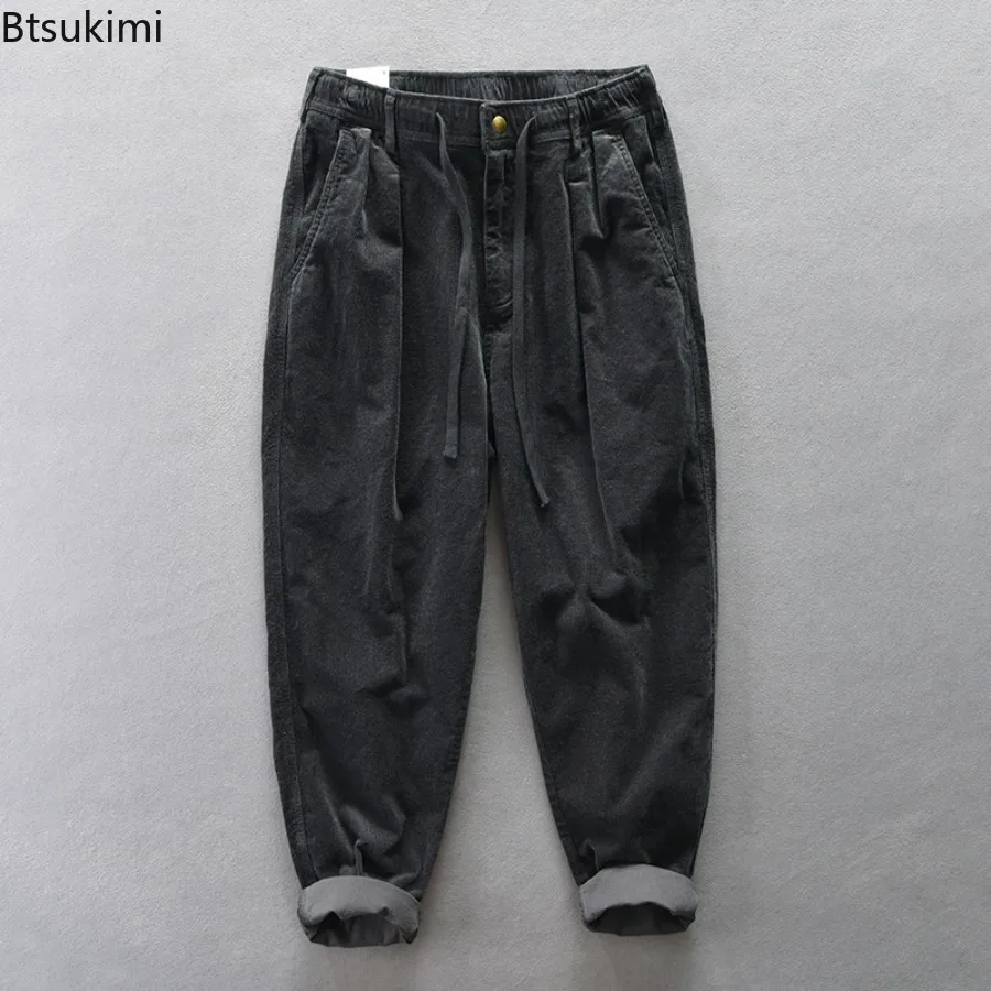Pantaloni di velluto a coste vintage primavera autunno per uomo Pantaloni larghi casual con coulisse Pantaloni larghi a gamba larga Pantaloni maschili Hip Hop Streetwear