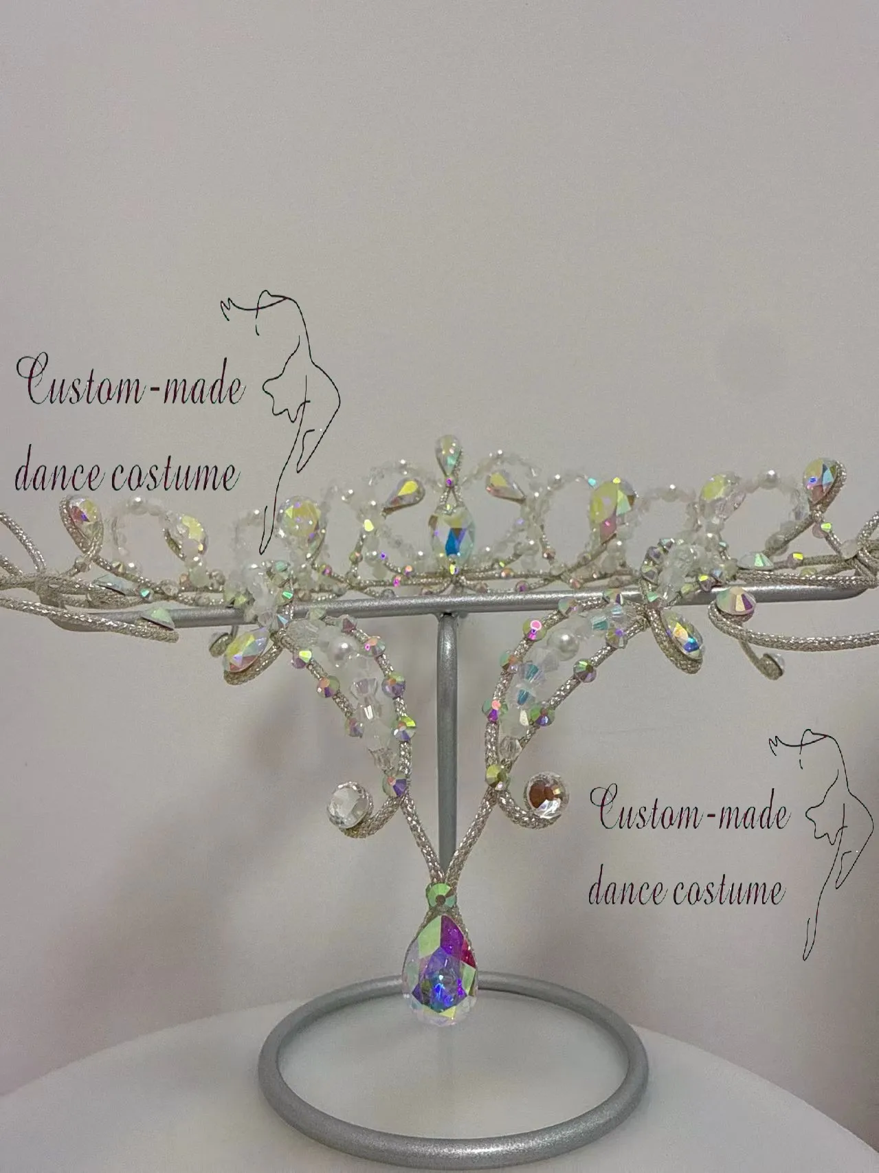 

Ballet Headpiece White Crown Silver Fairy Sleeping Beauty Dawn Goddess Versatile Universal Detachable Back Crown