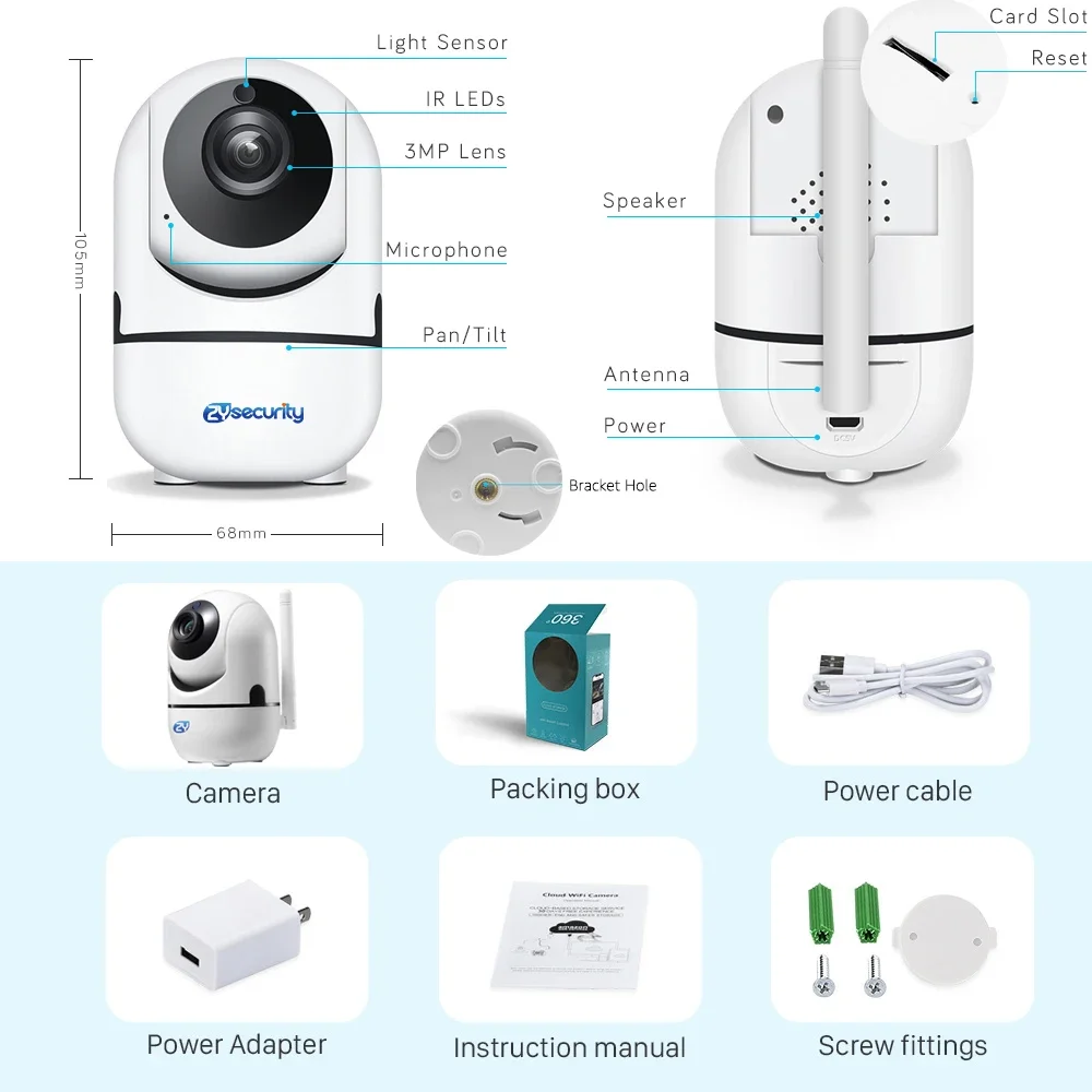 Imagem -06 - Full hd Wi-fi Pan-inclinação Câmera ip Interior Segurança do Lar Rastreamento Automático Detector de Movimento Câmera de Segurança para Bebê Animal de Estimação Aplicativo Icsee 1080p