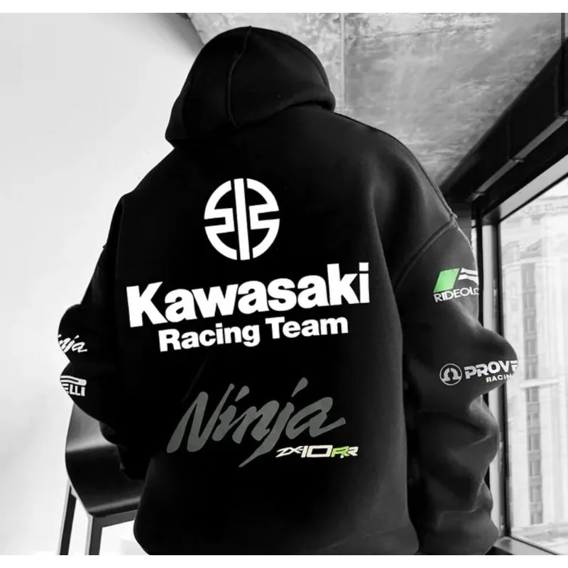 

2026 Kawasaki Ninja ZX-10R, весенне-осенняя мужская толстовка с капюшоном, женский повседневный модный пуловер, 100% хлопок, уличное спортивное пальто для пар