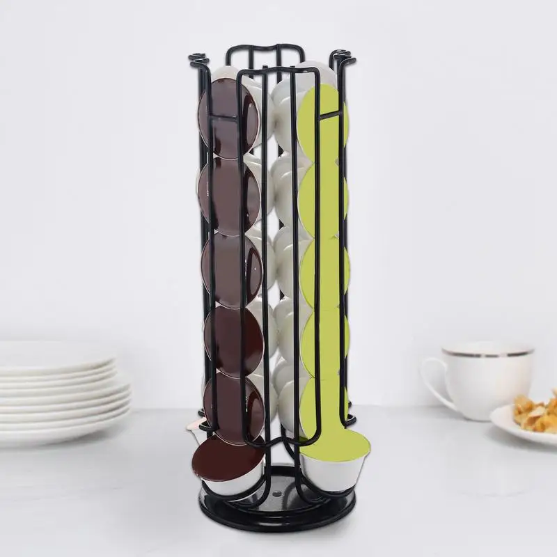 Nespresso Capsule Pod Holder Stand Rack Display Coffee Capsules Plating Black Metal Holders Rotatable Racks High Quality