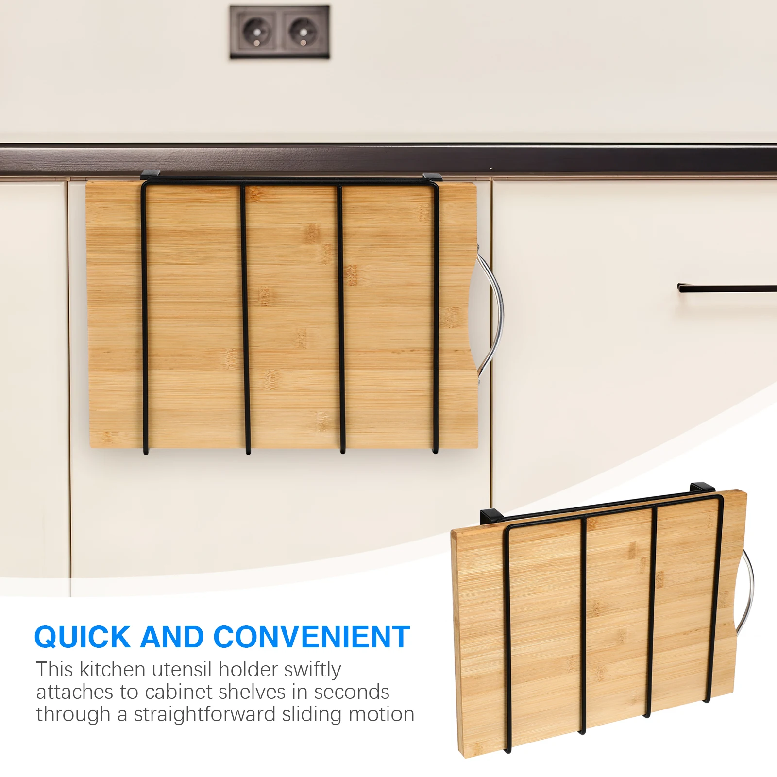 

2Pcs Stainless Steel Under Shelf Storage Rack Cutting Board Holder Kitchen Organizer Tool Hanger Hooks