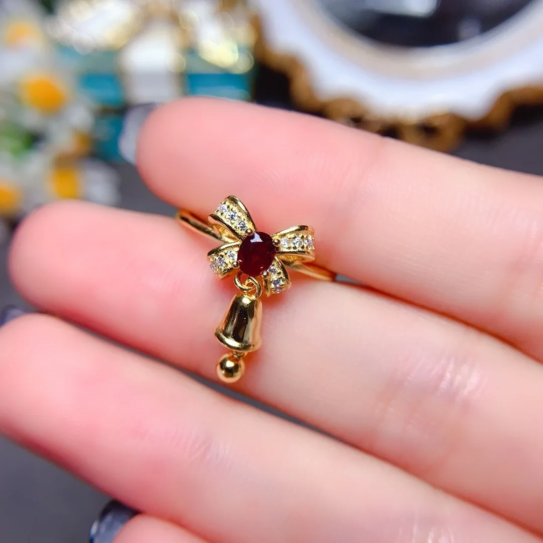 

Natural Ruby Ring S925 Sterling Red Gemstone Dynamic Style Party Gift Engagement Rings for Women