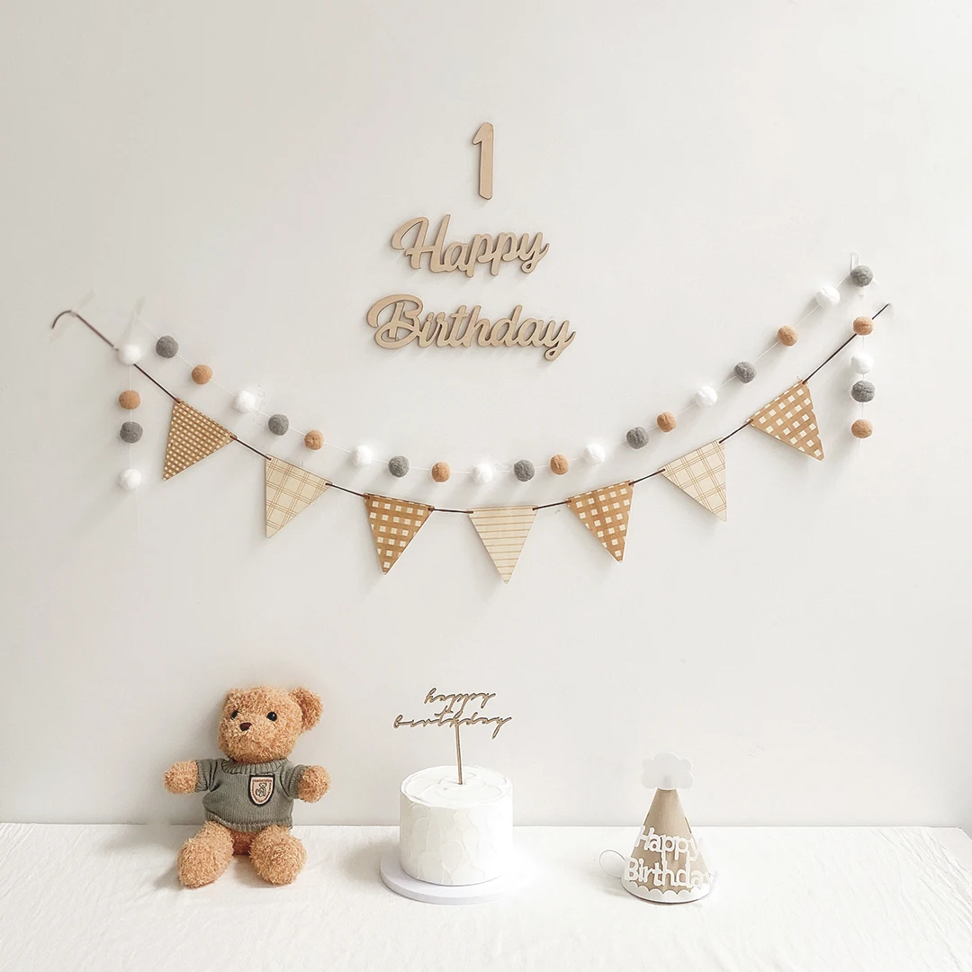 Kids First Birthday Backdrop Bunting Set Party Banner Set Baby 30 100 Days Decoration Jute Baby Shower Anniversary