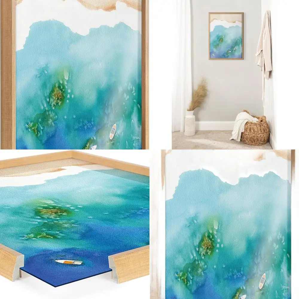 

Janet Meinke-Lau's Vibrant Ocean Beach Art Print, 18x24 Natural Frame, Ideal for Home Decor