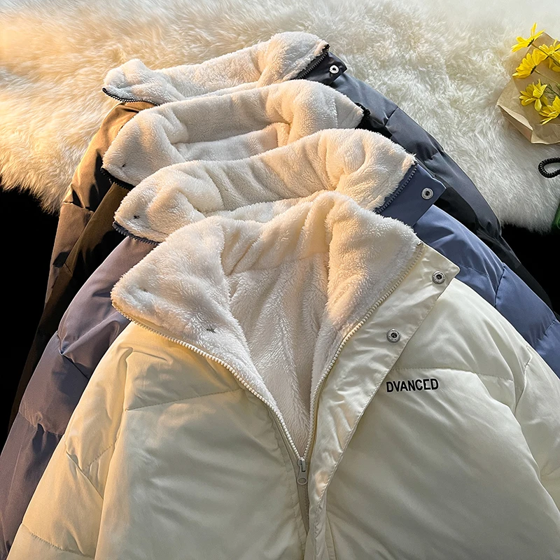 

Мужская зимняя бархатная хлопковая куртка Thiened Lamb, свободная теплая верхняя одежда с воротником-стойкой на подкладке, пара BF Hong Kong Sle