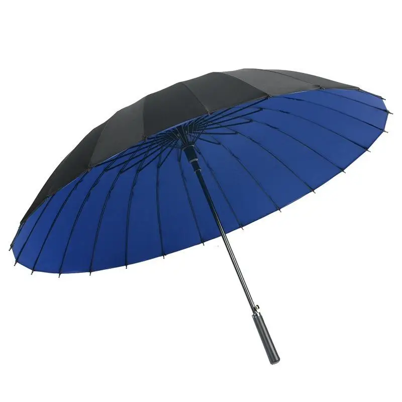 24 Ribs Semi Automatic Long Handle Umbrella Large Double Layer Windproof Storm Rain Umbrella for Business Advertising Gift