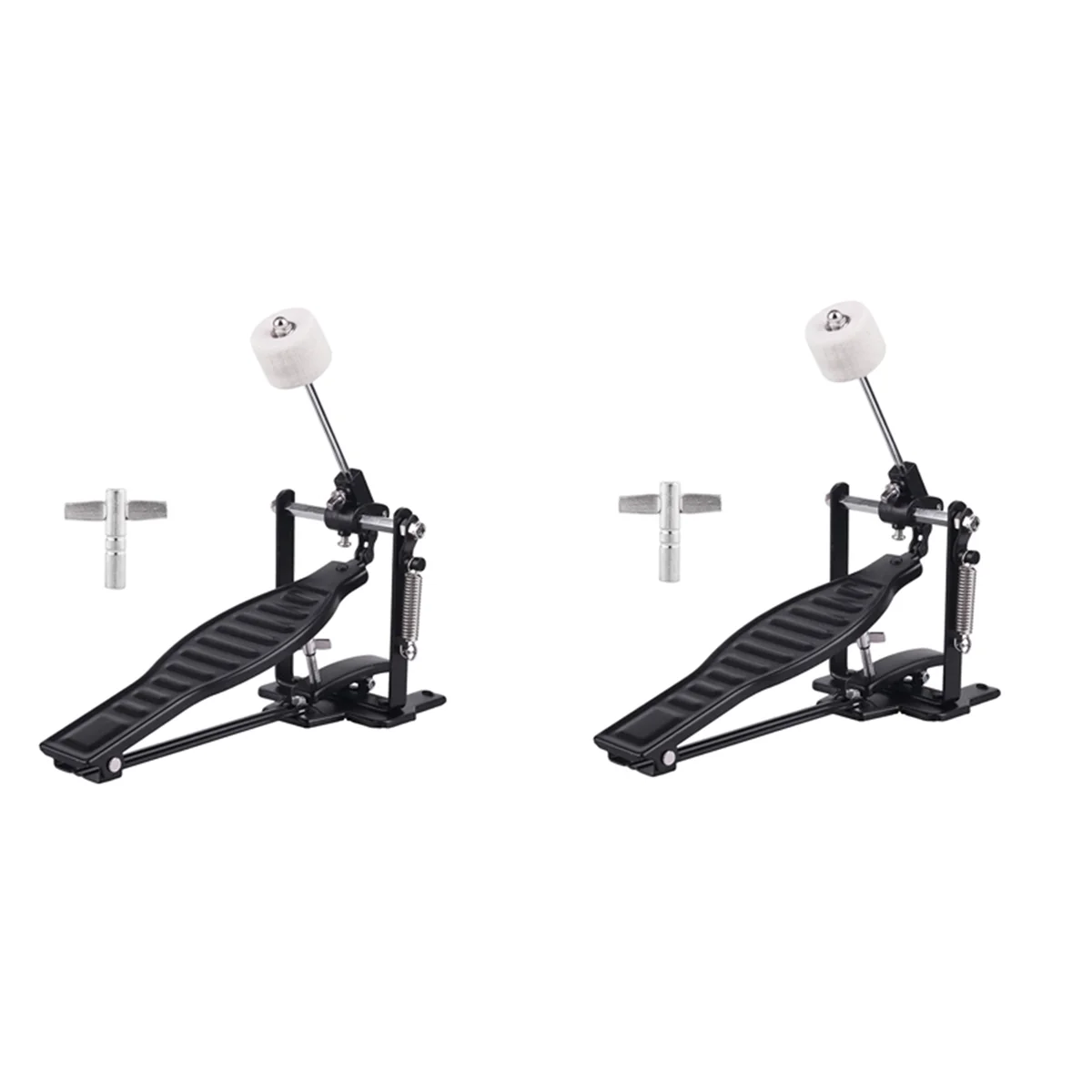 

2X Drums Pedal Black Aluminum Alloy Children Rack Drums Pedal Set with Drum Beater Stick & Drum Key-ABJQ