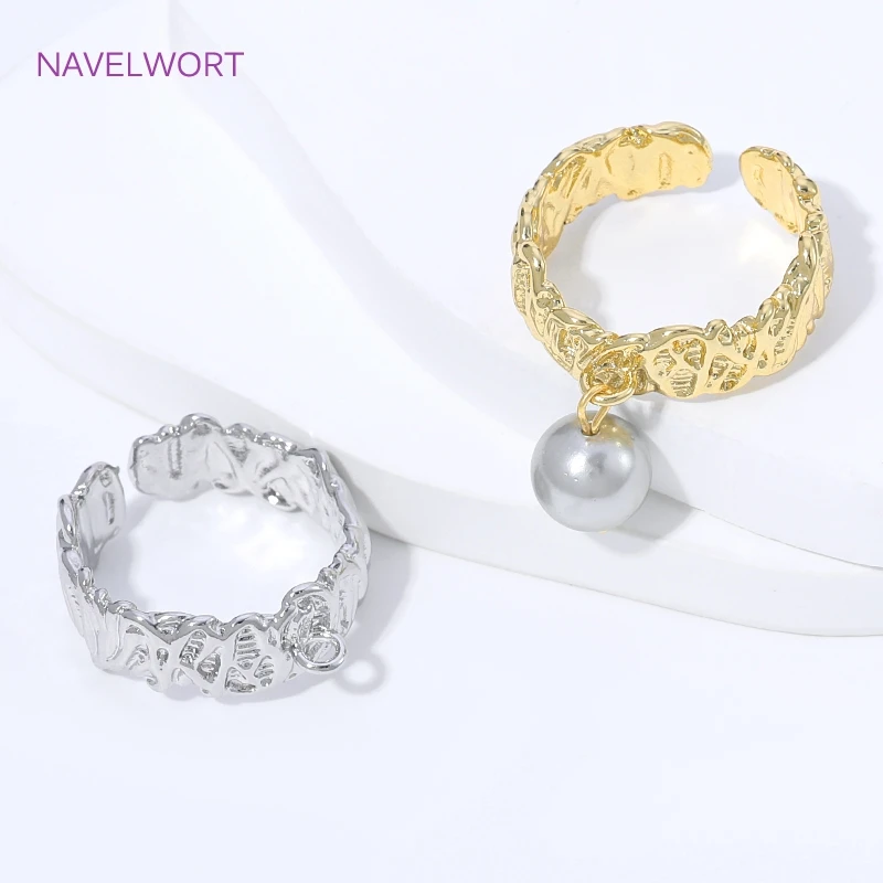 Заготовки для колец из латуни с позолотой 18K, открытые кольца с полосками, металлические основы для колец, фурнитура для изготовления ювелирных изделий, аксессуары для DIY украшений.