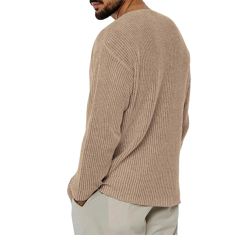 

2026 V-neck Sweater Men's Solid Color Long-sleeved Fashion Knitted Sweater Ins Autumn and Winter Men's Clothing