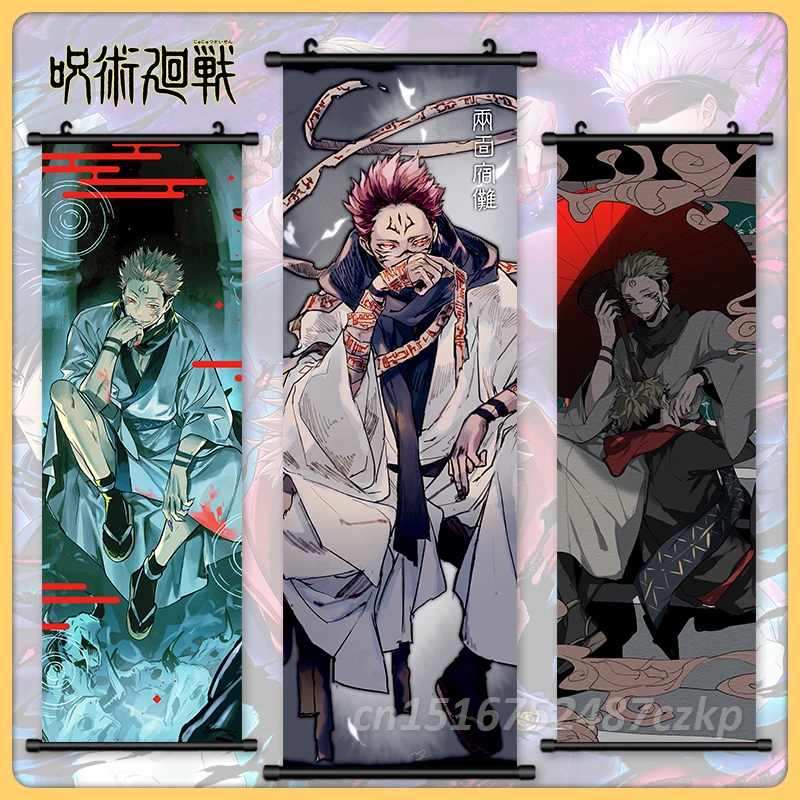 Jujutsu Kaisen Home Decor Ryomen Sukuna Wall Artwork Picture Manga Scroll Hanging Painting Print Anime Canvas Poster Living Room