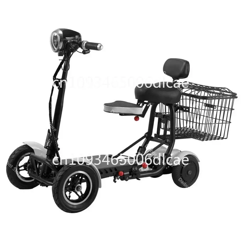 Foldable Four Wheel Electric Scooter for Old People Seniors Travel Folding Mobility Scooter 4 Wheels 250W Dual Motor Protable