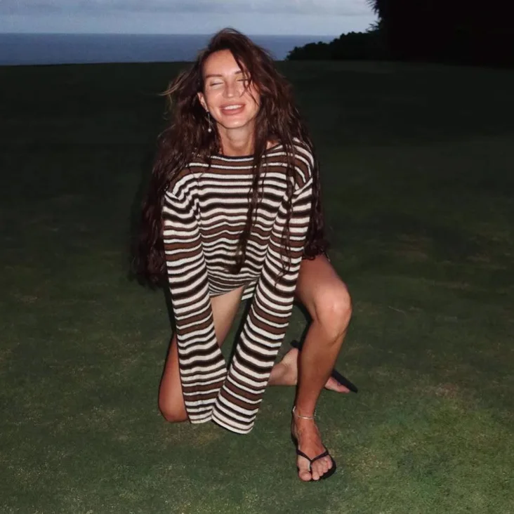 Halbverschluss, hohl, gestreift, langärmelig, gestrickt, Wolle, Wolle, T-Shirt, Rock, gerade, Strand, böhmisches Freizeitkleid