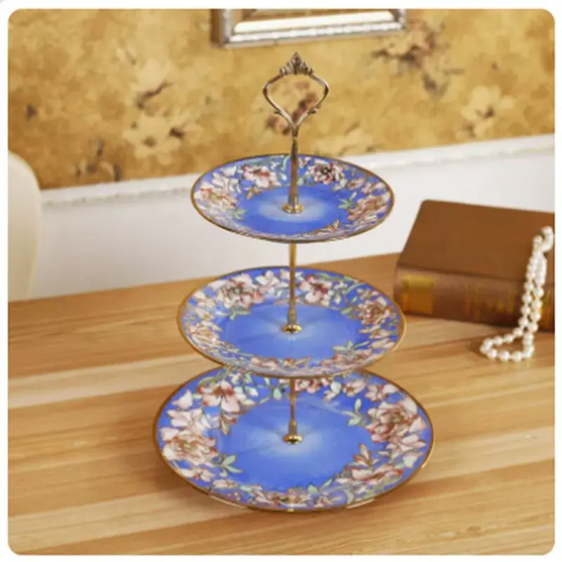 European-style Ceramic Cake Plate Rack Three-layer Fruit Plate Dried Fruit Plate Creative Afternoon Tea Dessert Plate