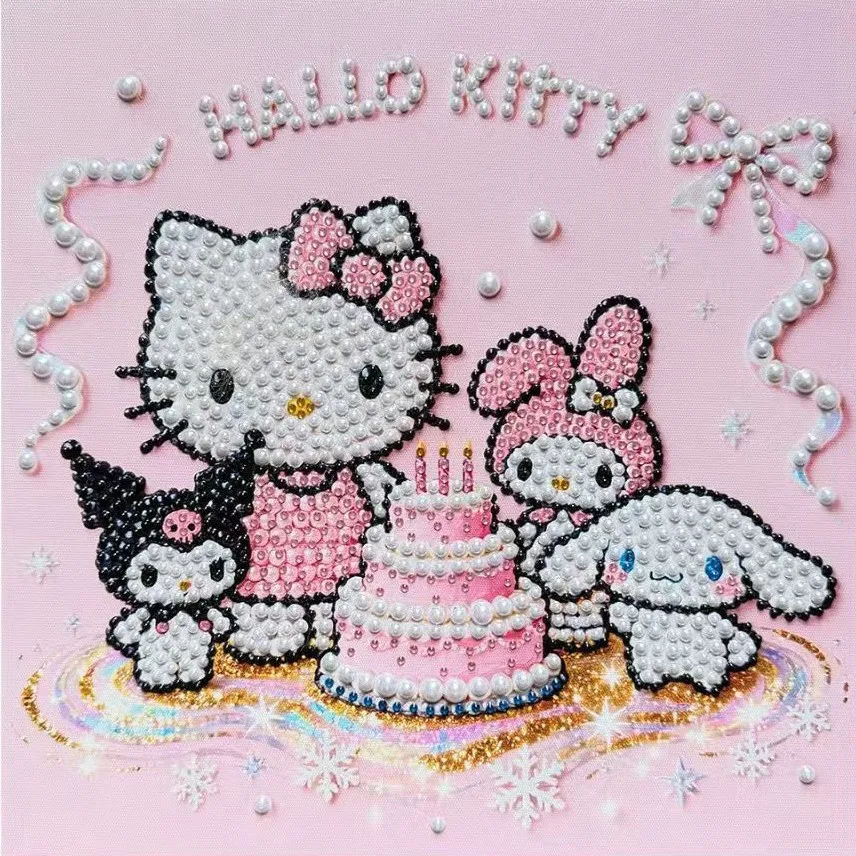 20*20cm Cartoon Hello Kitty Pearl Painting Includes Frame Diamond Painting DIY Decorative Painting Children's Day Gift Handmade view 6